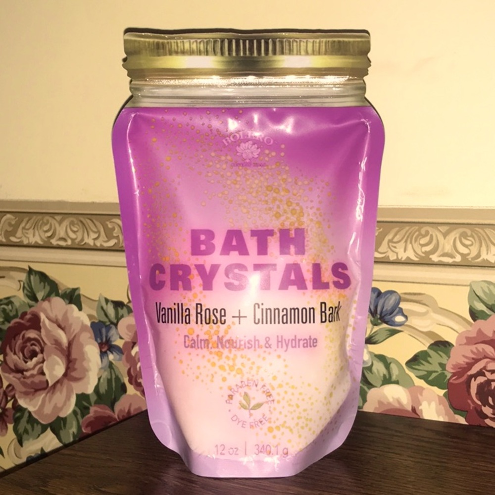 ♠️4.99SHIP♠️🆕12oz Vanilla Rose +Cinnamon Bark Luxury Bath Crystals